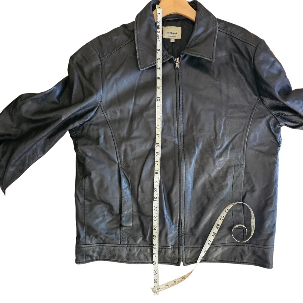 Vintage Conbipel men's leather jacket in black size 54 XL